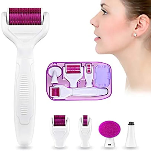 Derma 6 in 1 Micro Needle SKin Therapy Derma Roller Kit For Face & Body